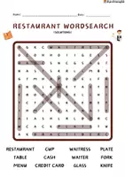 Vista previa - Hojas de trabajo - Restaurant Wordsearch! - página 2