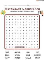 Vista previa - Hojas de trabajo - Restaurant Wordsearch! - página 3