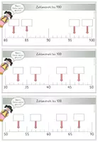 Vorschau - Stationenlernen - Zahlen auf dem Zahlenstrahl bis 100, 12 Karteikarten mit Selbstkontrolle in 3 Niveaustufen, Förderung Zahlvorstellung bis 100 - Seite 3