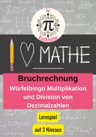Vorschau - Arbeitsblätter - Würfelbingo Dezimalzahlen multiplizieren & dividieren (Klasse 6/ 7) – Spiel & Übung | 3 Niveaus - Deckblatt