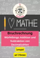 Vorschau - Spiele - Würfelbingo Dezimalzahlen addieren & subtrahieren (Klasse 5/ 6) – Spiel & Übung | 3 Niveaus - Deckblatt