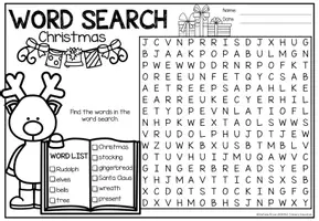 Aperçu - Feuilles d'exercices - Gratuit: Word Search Puzzle (Christmas) | December Anglais Noël - Page 1