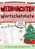 Vorschau - Arbeitsblätter - WEIHNACHTEN Wortliste mit Nomen, Verben & Adjektiven - Deckblatt