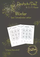 Vorschau - Unterrichtsreihen - Schneeflocken zählen Spiel Wortschatz Winter - Deckblatt