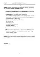 Vorschau - Klassenarbeiten - Klassenarbeit zum Thema "Kurzgeschichten" - Deckblatt