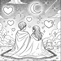 Vorschau - Mal- und Bastelvorlagen - Valentinstag Manga Ausmalbilder (50 Malvorlagen) inkl. Stundenentwurf (PDF) - Seite 1