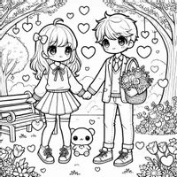 Vorschau - Mal- und Bastelvorlagen - Valentinstag Manga Ausmalbilder (50 Malvorlagen) inkl. Stundenentwurf (PDF) - Seite 3