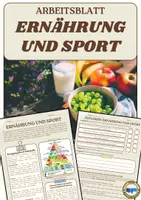Vorschau - Arbeitsblätter - Arbeitsblatt Ernährung für Sportler Sport Sporttheorie Gesundheit - Deckblatt