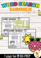 Vista previa - Hojas de trabajo - Word Search Puzzle (Summer) | Seasons Verano Estaciones Inglés - Portada