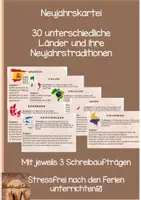 Vorschau - Stationenlernen - Neujahrskartei mit Schreibaufträgen - 30 Länder- - Deckblatt