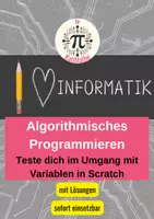 Vorschau - Arbeitsblätter - Informatik: Variablen in Scratch – Teste dich! (Klasse 9/10) Trace-Tabellen nutzen | Programmabläufe analysieren | Debugging systematisieren | mit Lösungen - Deckblatt