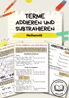 Vorschau - Arbeitsblätter - Einführung in Terme - Addieren und Subtrahieren - Deckblatt