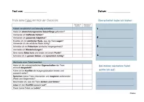 Vorschau - Arbeitsblätter - Checkliste Fabeln schreiben, überarbeiten und einschätzen (3./4. Klasse) - Seite 1