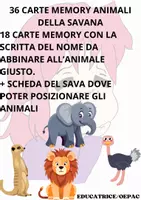 anteprima - Flashcard - FLASH CARDS MEMORY ANIMALI SAVANA - Pagina di copertina