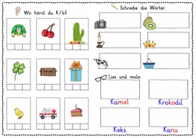 Vorschau - Arbeitsblätter - Buchstabeneinführung K - Seite 1