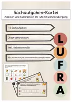 Vorschau - Arbeitsblätter - Sachaufgabenkartei ZR100 - Addition und Subtraktion mit Zehnerübergang - Deckblatt