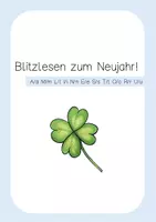 Vorschau - Präsentationen/Tafelbilder - Blitzlesen zum Neujahr! Buchstaben A M L I N E S T O R U - Deckblatt