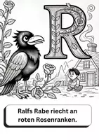 Vorschau - Mal- und Bastelvorlagen - Ausmalbild mit passendem Zungenbrecher zum Buchstaben „R“ - Deckblatt
