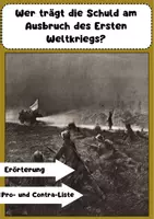 Vorschau - Arbeitsblätter - Wer trägt die Schuld am Ausbruch des Ersten Weltkriegs? - Deckblatt
