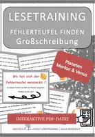 Vorschau - Fördermaterial/Inklusion - Planeten Spezial - Merkur & Venus: Fehlerteufel Lesekarten Großschreibung - Seite 1