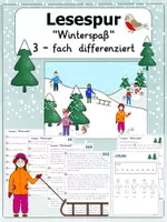 Vorschau - Arbeitsblätter - Lesespur Winterspaß - 3-fach differenziert (Klasse 2-3) - Deckblatt