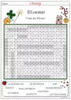 Vorschau - Arbeitsblätter - Silvester und Glücksbringer - Suchsel differenziert - Seite 3