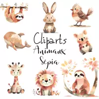 Aperçu - Cliparts/Visuels - Cliparts animaux mignons sépia - Page 1