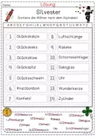 Vorschau - Arbeitsblätter - Silvester und Glücksbringer - Wörter nach dem ABC sortieren - Seite 2