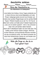 Vorschau - Arbeitsblätter - Hobbys/Hobbies Leseverstehen und Wortschatz - DaZ/DaF, Deutsch, Sachunterricht - Seite 1