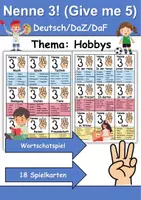 Vorschau - Arbeitsblätter - Nenne 3 (Give me 5) Hobbys/Hobbies - DaZ/DaF, Deutsch (Spiel) - Deckblatt