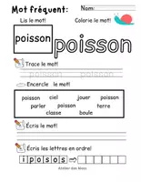 Aperçu - Feuilles d'exercices - Mots fréquents 1re année (5) - Page 3