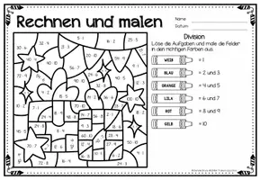 Voorbeeld - Rechen-Mal-Blätter - Division (Neujahr / Silvester) Wiskunde Nieuwjaar Duits - Pagina 3