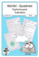Vorschau - Arbeitsblätter - Würfel Quadrate Subtraktion 20 - Deckblatt