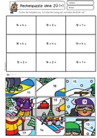 Vorschau - Arbeitsblätter - Mathe-Paket Klasse 1, Rechenpuzzle Winter, ZR 20 mit und ohne ZÜ - Seite 2