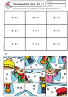 Vorschau - Arbeitsblätter - Mathe-Paket Klasse 1, Rechenpuzzle Winter, ZR 20 mit und ohne ZÜ - Seite 3
