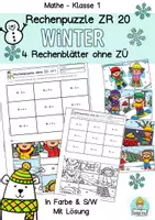 Vorschau - Arbeitsblätter - Mathe-Paket Klasse 1, Rechenpuzzle Winter, ZR 20 mit und ohne ZÜ - Seite 1