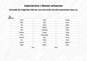 Vorschau - Arbeitsblätter - Substantive erkennen: Substantivhäuser zum Kleben - Seite 2