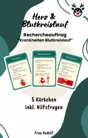 Vorschau - Aufgabenkarten - Recherchekärtchen Herzkreislauf Krankheiten - Biologie - Deckblatt