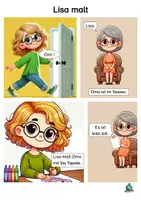 Vorschau - Text - Comic "Lisa malt" für Erstleser (Buchstaben AEILMOST) - Seite 2