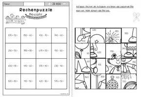 Vorschau - Stationenlernen - Rechenpuzzle Neujahr (3. Klasse) – Addition, Subtraktion, Multiplikation & Division zum Jahresstart - Seite 3