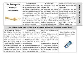 Vorschau - Arbeitsblätter - Die Trompete erklärt (Leporello, Arbeitsblatt und Lösung) - Seite 1