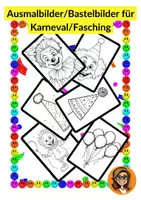 Vorschau - Mal- und Bastelvorlagen - Ausmal- und/oder Bastelbilder Karneval/Fasching - Deckblatt
