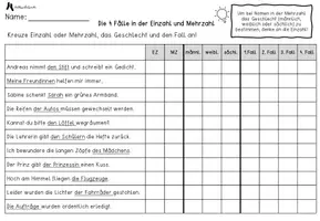 Vorschau - Arbeitsblätter - 4 Fälle Mehrzahl - Arbeitsblätter - Seite 1