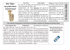Vorschau - Arbeitsblätter - Die Tuba erklärt (Leporello, Arbeitsblatt, Lösung) - Seite 1
