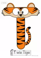 Vorschau - Mal- und Bastelvorlagen - Buchstabentier T wie Tiger – Buchstabenheft Grundschule (Klasse 1) | Buchstabeneinführung, Bastelvorlage & Anfangsunterricht - Seite 1