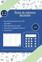 Vista previa - Hojas de trabajo - Resta de números decimales | matemáticas | 26 columnas - Portada