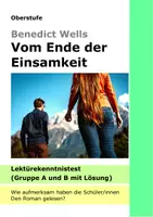 Vorschau - Test - Benedict Wells - Vom Ende der Einsamkeit - Lesetest Gruppe A und B Lektüretest mit Lösung - Deckblatt