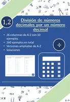 Vista previa - Hojas de trabajo - División de números decimales por un número decimal | matemáticas | 26 columnas - Portada