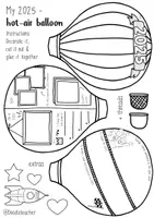 Vorschau - Mal- und Bastelvorlagen - Hot-air Balloon - 2025 Reflection / New Year (Klasse 6-9) - Seite 1
