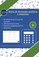 Vista previa - Hojas de trabajo - Suma de decimales positivos y negativos | matemáticas | 26 columnas - Portada